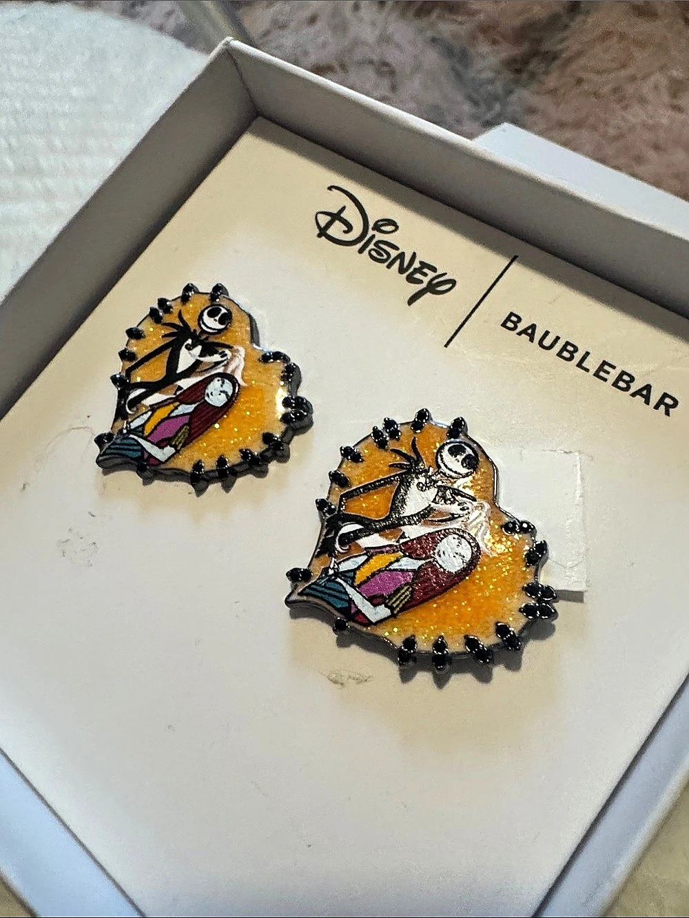 The Nightmare Before Christmas Jack and Sally earrings NIB